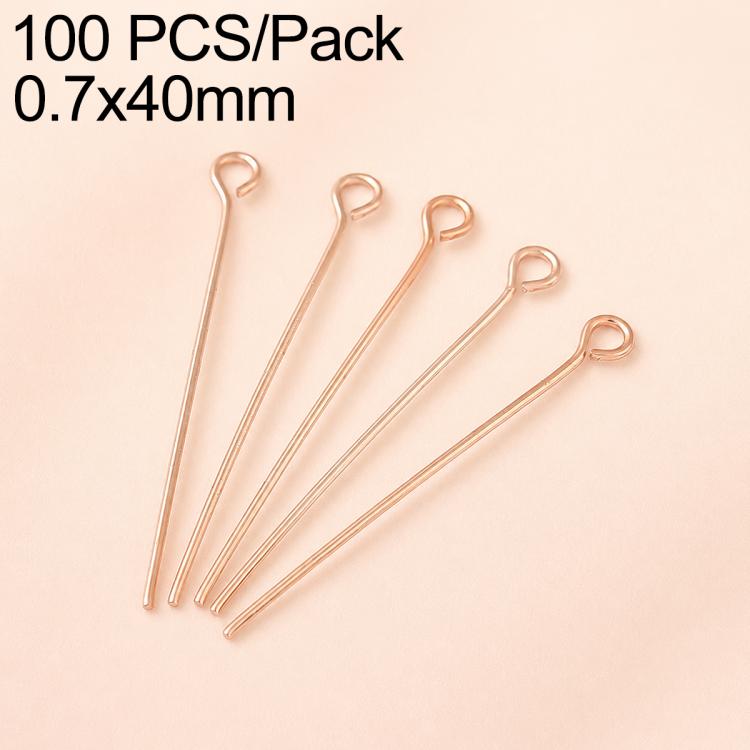 Confezione da 100 perni in ottone placcato oro con testa a sfera per la creazione di orecchini e gioielli fai da te., 0.7x40mm, 0.7x50mm