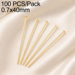 Confezione da 100 perni in ottone placcato oro con testa a sfera per la creazione di orecchini e gioielli fai da te., 0.7x40mm, 0.7x50mm