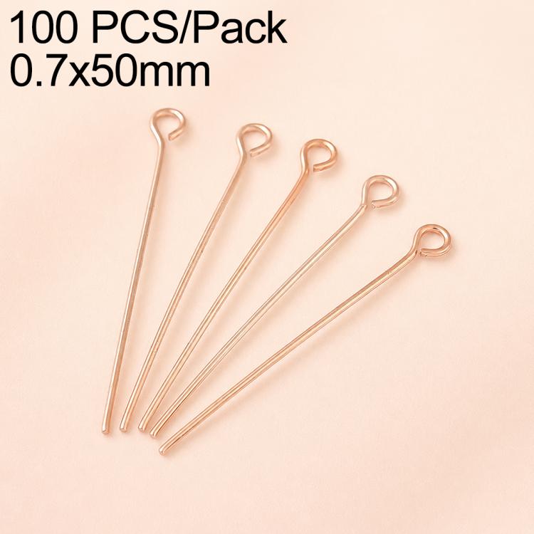 Confezione da 100 perni in ottone placcato oro con testa a sfera per la creazione di orecchini e gioielli fai da te., 0.7x40mm, 0.7x50mm