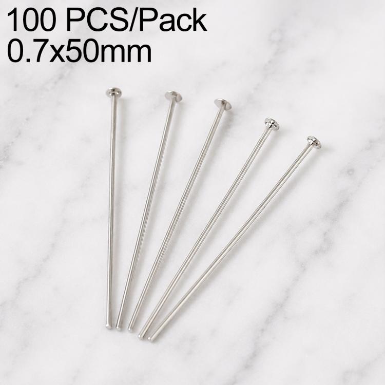 Confezione da 100 perni in ottone placcato oro con testa a sfera per la creazione di orecchini e gioielli fai da te., 0.7x40mm, 0.7x50mm