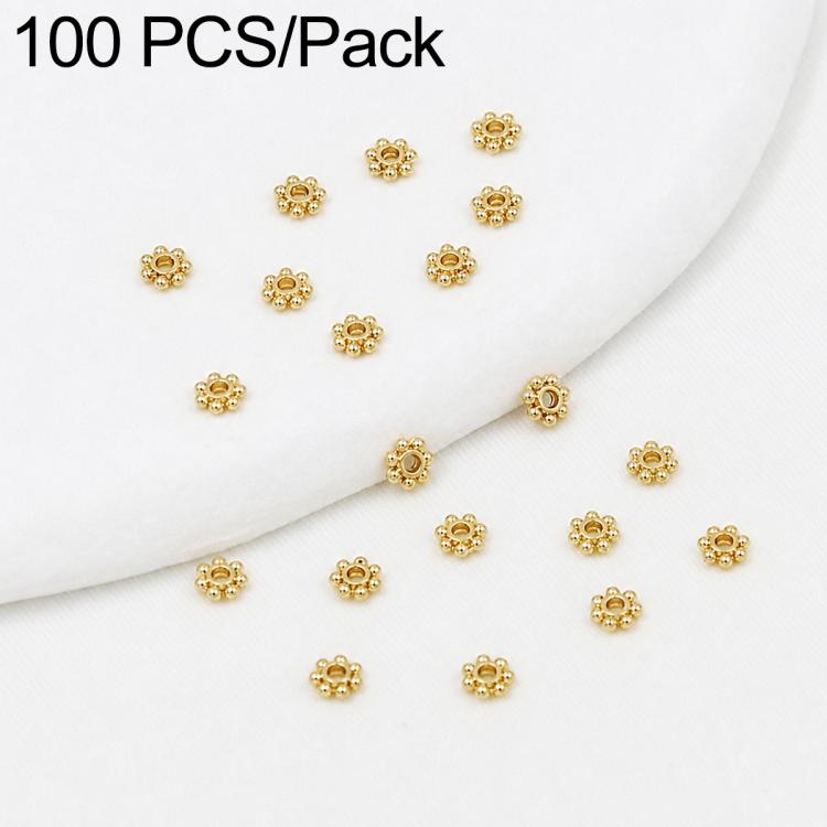 Confezione da 100 pezzi di copriperline a forma di fiocco di neve placcati in oro, distanziatori per la creazione di gioielli fai da te., Gear Snowflake 4mm, Gear Snowflake 5mm, Gear Snowflake 6mm