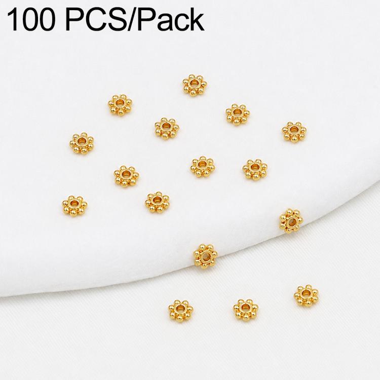 Confezione da 100 pezzi di copriperline a forma di fiocco di neve placcati in oro, distanziatori per la creazione di gioielli fai da te., Gear Snowflake 4mm, Gear Snowflake 5mm, Gear Snowflake 6mm