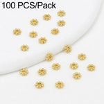 Confezione da 100 pezzi di copriperline a forma di fiocco di neve placcati in oro, distanziatori per la creazione di gioielli fai da te., Gear Snowflake 4mm, Gear Snowflake 5mm, Gear Snowflake 6mm