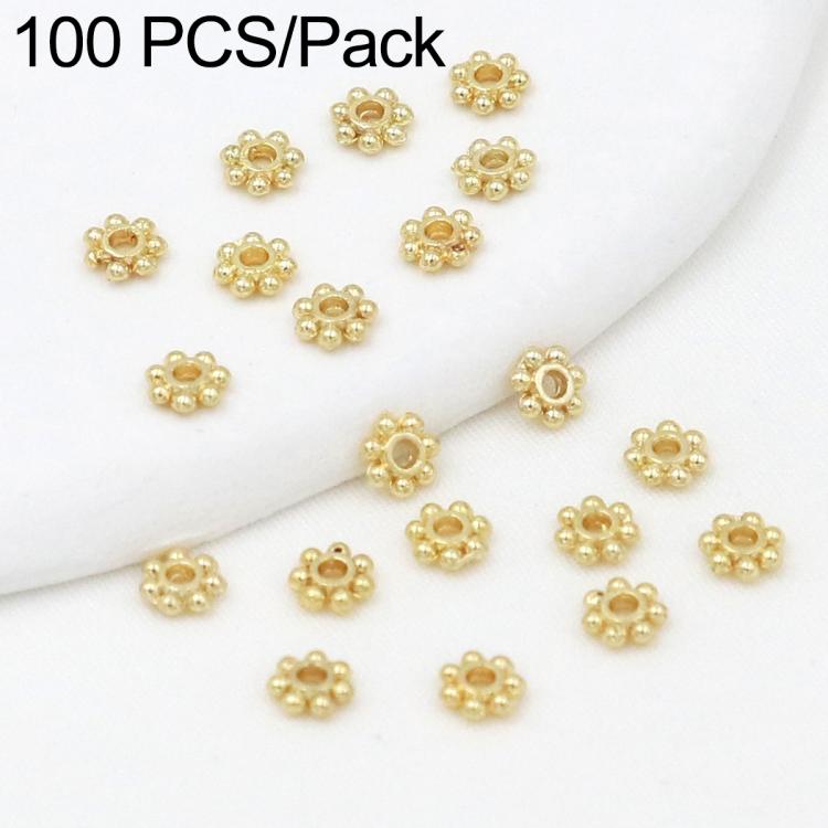 Confezione da 100 pezzi di copriperline a forma di fiocco di neve placcati in oro, distanziatori per la creazione di gioielli fai da te., Gear Snowflake 4mm, Gear Snowflake 5mm, Gear Snowflake 6mm