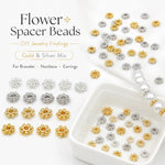 Confezione da 100 pezzi di copriperline a forma di fiocco di neve placcati in oro, distanziatori per la creazione di gioielli fai da te., Gear Snowflake 4mm, Gear Snowflake 5mm, Gear Snowflake 6mm