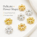 Confezione da 100 pezzi di copriperline a forma di fiocco di neve placcati in oro, distanziatori per la creazione di gioielli fai da te., Gear Snowflake 4mm, Gear Snowflake 5mm, Gear Snowflake 6mm