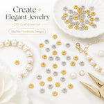 Confezione da 100 pezzi di copriperline a forma di fiocco di neve placcati in oro, distanziatori per la creazione di gioielli fai da te., Gear Snowflake 4mm, Gear Snowflake 5mm, Gear Snowflake 6mm