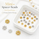 Confezione da 100 pezzi di copriperline a forma di fiocco di neve placcati in oro, distanziatori per la creazione di gioielli fai da te., Gear Snowflake 4mm, Gear Snowflake 5mm, Gear Snowflake 6mm