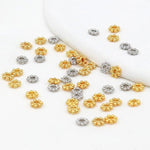 Confezione da 100 pezzi di copriperline a forma di fiocco di neve placcati in oro, distanziatori per la creazione di gioielli fai da te., Gear Snowflake 4mm, Gear Snowflake 5mm, Gear Snowflake 6mm