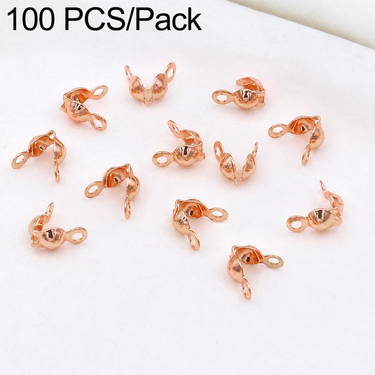 Confezione da 100 pezzi di coprinodi a crimpare a doppio anello in rame, perline, cappucci e nappe per la creazione di gioielli fai da te., Dual-Loop Buckle 3.2mm, Dual-Loop Buckle 3.6mm, Dual-Loop Buckle 4mm