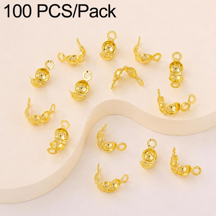 Confezione da 100 pezzi di coprinodi a crimpare a doppio anello in rame, perline, cappucci e nappe per la creazione di gioielli fai da te., Dual-Loop Buckle 3.2mm, Dual-Loop Buckle 3.6mm, Dual-Loop Buckle 4mm