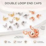 Confezione da 100 pezzi di coprinodi a crimpare a doppio anello in rame, perline, cappucci e nappe per la creazione di gioielli fai da te., Dual-Loop Buckle 3.2mm, Dual-Loop Buckle 3.6mm, Dual-Loop Buckle 4mm