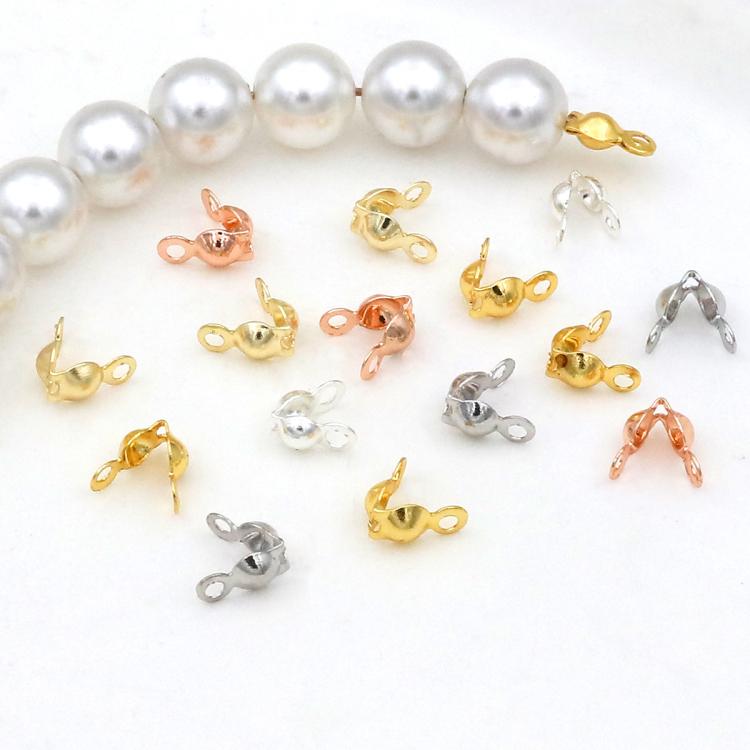 Confezione da 100 pezzi di coprinodi a crimpare a doppio anello in rame, perline, cappucci e nappe per la creazione di gioielli fai da te., Dual-Loop Buckle 3.2mm, Dual-Loop Buckle 3.6mm, Dual-Loop Buckle 4mm