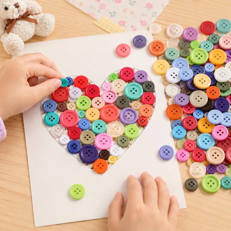 Kit fai da te con bottoni rotondi in resina a quattro fori di colori misti