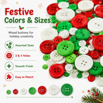 300 g/confezione Bottoni rotondi in resina di dimensioni miste per Natale Kit fai da te per bambini, 600-700 pezzi/confezione