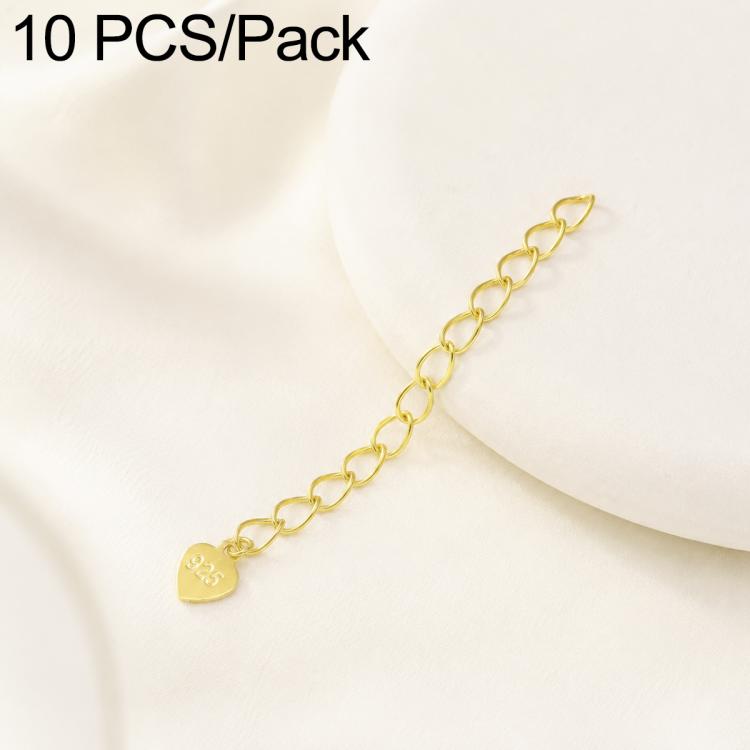 Confezione da 10 pezzi di catenelle di prolunga placcate in oro, resistenti allo scolorimento, per la creazione di collane e bracciali fai da te., 150 Chain 3mm Width 5cm Length, Heart 925 Silver, Rippled Heart, Rippled Plum Blossom, Rippled Leaf      ...