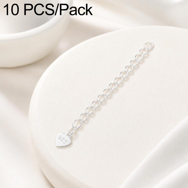 Confezione da 10 pezzi di catenelle di prolunga placcate in oro, resistenti allo scolorimento, per la creazione di collane e bracciali fai da te., 150 Chain 3mm Width 5cm Length, Heart 925 Silver, Rippled Heart, Rippled Plum Blossom, Rippled Leaf      ...