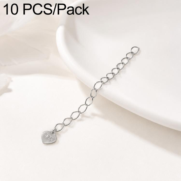 Confezione da 10 pezzi di catenelle di prolunga placcate in oro, resistenti allo scolorimento, per la creazione di collane e bracciali fai da te., 150 Chain 3mm Width 5cm Length, Heart 925 Silver, Rippled Heart, Rippled Plum Blossom, Rippled Leaf      ...