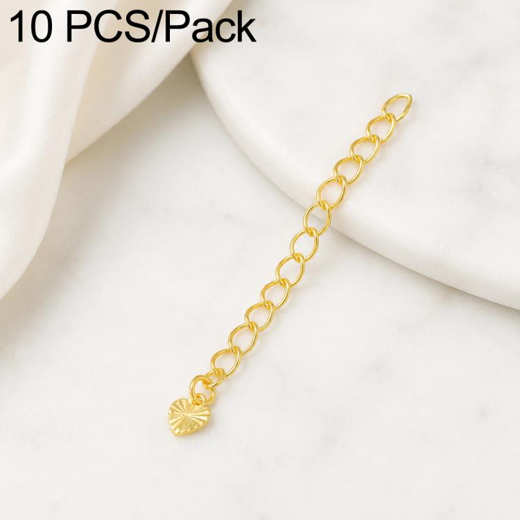 Confezione da 10 pezzi di catenelle di prolunga placcate in oro, resistenti allo scolorimento, per la creazione di collane e bracciali fai da te., 150 Chain 3mm Width 5cm Length, Heart 925 Silver, Rippled Heart, Rippled Plum Blossom, Rippled Leaf      ...