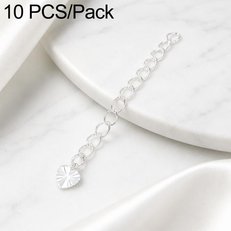 Confezione da 10 pezzi di catenelle di prolunga placcate in oro, resistenti allo scolorimento, per la creazione di collane e bracciali fai da te., 150 Chain 3mm Width 5cm Length, Heart 925 Silver, Rippled Heart, Rippled Plum Blossom, Rippled Leaf      ...