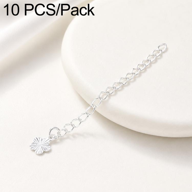 Confezione da 10 pezzi di catenelle di prolunga placcate in oro, resistenti allo scolorimento, per la creazione di collane e bracciali fai da te., 150 Chain 3mm Width 5cm Length, Heart 925 Silver, Rippled Heart, Rippled Plum Blossom, Rippled Leaf      ...