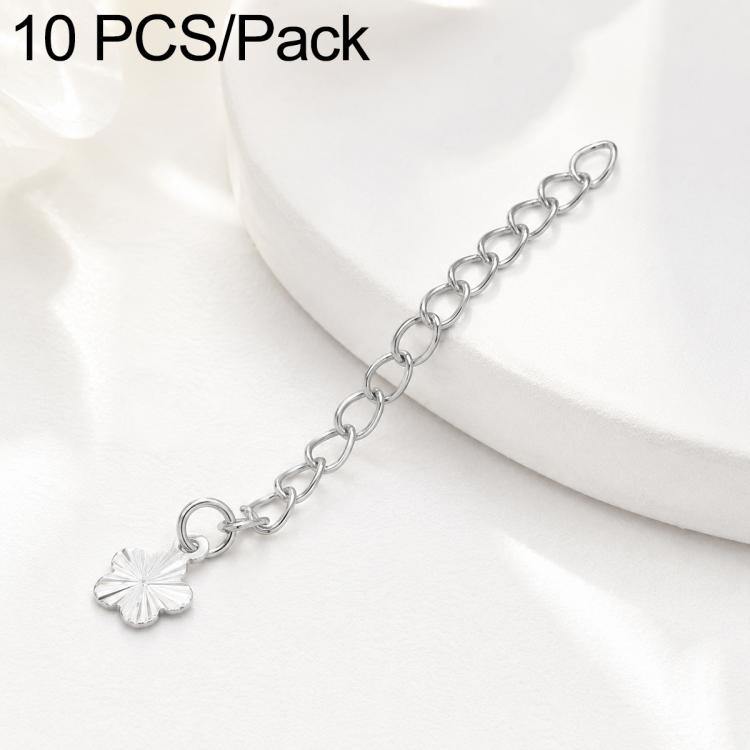Confezione da 10 pezzi di catenelle di prolunga placcate in oro, resistenti allo scolorimento, per la creazione di collane e bracciali fai da te., 150 Chain 3mm Width 5cm Length, Heart 925 Silver, Rippled Heart, Rippled Plum Blossom, Rippled Leaf      ...