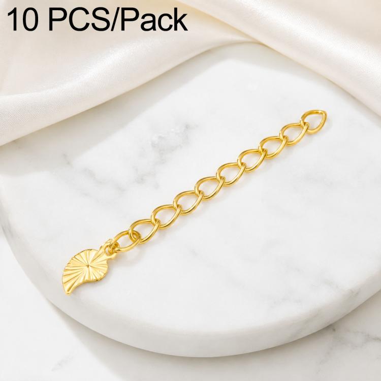 Confezione da 10 pezzi di catenelle di prolunga placcate in oro, resistenti allo scolorimento, per la creazione di collane e bracciali fai da te., 150 Chain 3mm Width 5cm Length, Heart 925 Silver, Rippled Heart, Rippled Plum Blossom, Rippled Leaf      ...