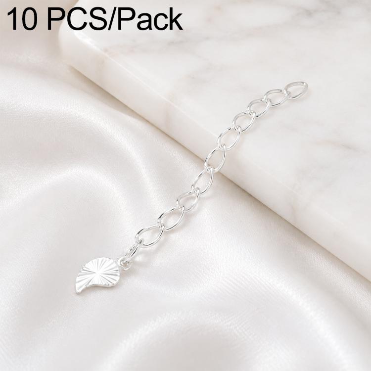 Confezione da 10 pezzi di catenelle di prolunga placcate in oro, resistenti allo scolorimento, per la creazione di collane e bracciali fai da te., 150 Chain 3mm Width 5cm Length, Heart 925 Silver, Rippled Heart, Rippled Plum Blossom, Rippled Leaf      ...