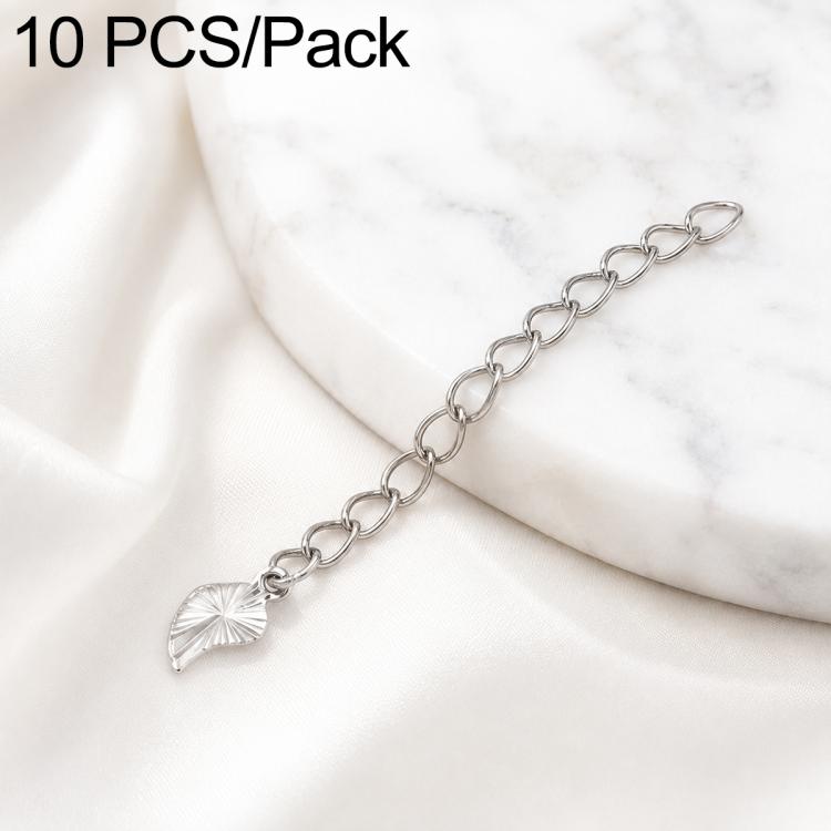 Confezione da 10 pezzi di catenelle di prolunga placcate in oro, resistenti allo scolorimento, per la creazione di collane e bracciali fai da te., 150 Chain 3mm Width 5cm Length, Heart 925 Silver, Rippled Heart, Rippled Plum Blossom, Rippled Leaf      ...