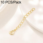 Confezione da 10 pezzi di catenelle di prolunga placcate in oro, resistenti allo scolorimento, per la creazione di collane e bracciali fai da te., 3D Cutout Heart, 3D Five-Pointed Star, 3D Rose, 3D Heart, 145 Chain 2.4mm Width 5cm Length               ...