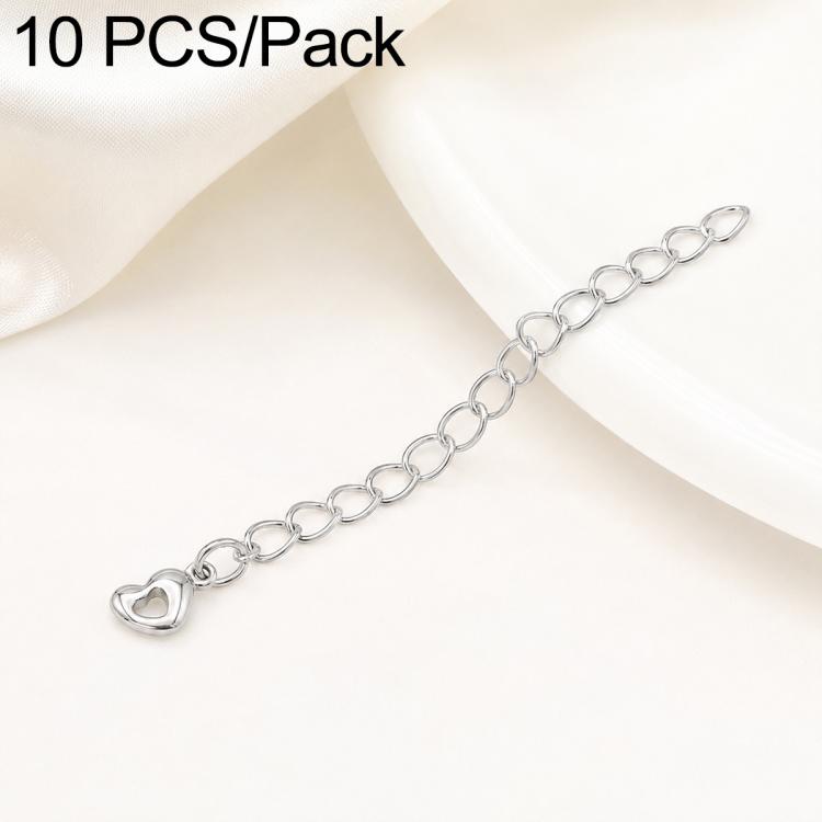 Confezione da 10 pezzi di catenelle di prolunga placcate in oro, resistenti allo scolorimento, per la creazione di collane e bracciali fai da te., 3D Cutout Heart, 3D Five-Pointed Star, 3D Rose, 3D Heart, 145 Chain 2.4mm Width 5cm Length               ...