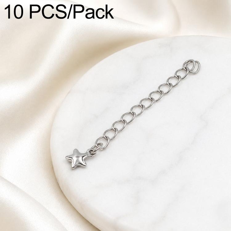 Confezione da 10 pezzi di catenelle di prolunga placcate in oro, resistenti allo scolorimento, per la creazione di collane e bracciali fai da te., 3D Cutout Heart, 3D Five-Pointed Star, 3D Rose, 3D Heart, 145 Chain 2.4mm Width 5cm Length               ...