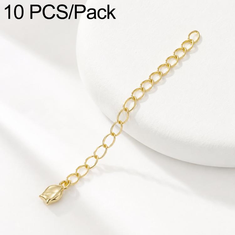 Confezione da 10 pezzi di catenelle di prolunga placcate in oro, resistenti allo scolorimento, per la creazione di collane e bracciali fai da te., 3D Cutout Heart, 3D Five-Pointed Star, 3D Rose, 3D Heart, 145 Chain 2.4mm Width 5cm Length               ...