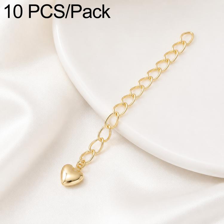 Confezione da 10 pezzi di catenelle di prolunga placcate in oro, resistenti allo scolorimento, per la creazione di collane e bracciali fai da te., 3D Cutout Heart, 3D Five-Pointed Star, 3D Rose, 3D Heart, 145 Chain 2.4mm Width 5cm Length               ...