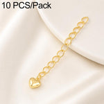 Confezione da 10 pezzi di catenelle di prolunga placcate in oro, resistenti allo scolorimento, per la creazione di collane e bracciali fai da te., 3D Cutout Heart, 3D Five-Pointed Star, 3D Rose, 3D Heart, 145 Chain 2.4mm Width 5cm Length               ...