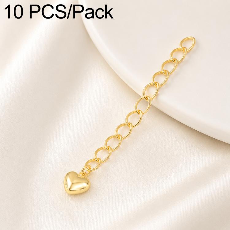 Confezione da 10 pezzi di catenelle di prolunga placcate in oro, resistenti allo scolorimento, per la creazione di collane e bracciali fai da te., 3D Cutout Heart, 3D Five-Pointed Star, 3D Rose, 3D Heart, 145 Chain 2.4mm Width 5cm Length               ...