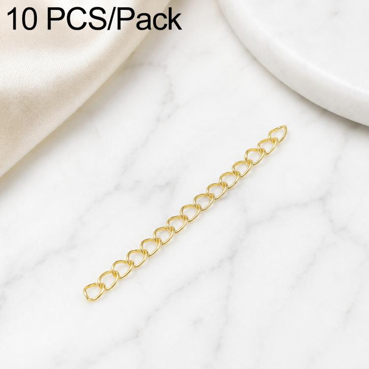 Confezione da 10 pezzi di catenelle di prolunga placcate in oro, resistenti allo scolorimento, per la creazione di collane e bracciali fai da te., 3D Cutout Heart, 3D Five-Pointed Star, 3D Rose, 3D Heart, 145 Chain 2.4mm Width 5cm Length               ...