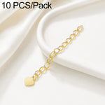 Confezione da 10 pezzi di catenelle di prolunga placcate in oro, resistenti allo scolorimento, per la creazione di collane e bracciali fai da te., S925 Heart-Shaped Charm, Crooked Heart S925, Smooth Unengraved Heart, Four-Leaf Clover Charm