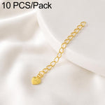Confezione da 10 pezzi di catenelle di prolunga placcate in oro, resistenti allo scolorimento, per la creazione di collane e bracciali fai da te., S925 Heart-Shaped Charm, Crooked Heart S925, Smooth Unengraved Heart, Four-Leaf Clover Charm
