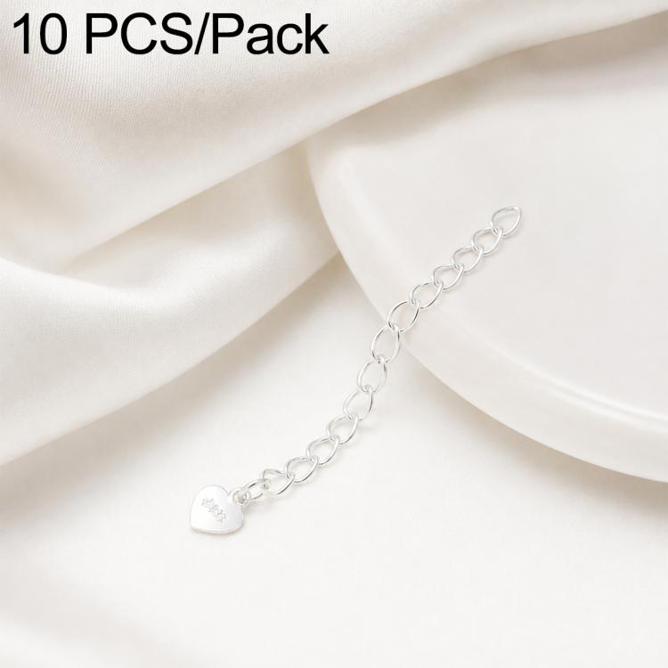 Confezione da 10 pezzi di catenelle di prolunga placcate in oro, resistenti allo scolorimento, per la creazione di collane e bracciali fai da te., S925 Heart-Shaped Charm, Crooked Heart S925, Smooth Unengraved Heart, Four-Leaf Clover Charm