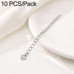 Confezione da 10 pezzi di catenelle di prolunga placcate in oro, resistenti allo scolorimento, per la creazione di collane e bracciali fai da te., S925 Heart-Shaped Charm, Crooked Heart S925, Smooth Unengraved Heart, Four-Leaf Clover Charm