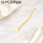 Confezione da 10 pezzi di catenelle di prolunga placcate in oro, resistenti allo scolorimento, per la creazione di collane e bracciali fai da te., S925 Heart-Shaped Charm, Crooked Heart S925, Smooth Unengraved Heart, Four-Leaf Clover Charm