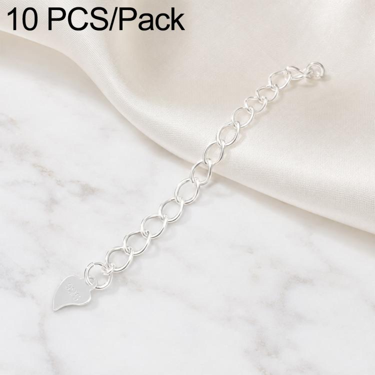 Confezione da 10 pezzi di catenelle di prolunga placcate in oro, resistenti allo scolorimento, per la creazione di collane e bracciali fai da te., S925 Heart-Shaped Charm, Crooked Heart S925, Smooth Unengraved Heart, Four-Leaf Clover Charm