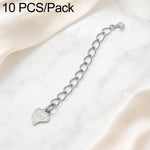 Confezione da 10 pezzi di catenelle di prolunga placcate in oro, resistenti allo scolorimento, per la creazione di collane e bracciali fai da te., S925 Heart-Shaped Charm, Crooked Heart S925, Smooth Unengraved Heart, Four-Leaf Clover Charm