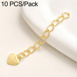 Confezione da 10 pezzi di catenelle di prolunga placcate in oro, resistenti allo scolorimento, per la creazione di collane e bracciali fai da te., S925 Heart-Shaped Charm, Crooked Heart S925, Smooth Unengraved Heart, Four-Leaf Clover Charm
