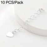 Confezione da 10 pezzi di catenelle di prolunga placcate in oro, resistenti allo scolorimento, per la creazione di collane e bracciali fai da te., S925 Heart-Shaped Charm, Crooked Heart S925, Smooth Unengraved Heart, Four-Leaf Clover Charm