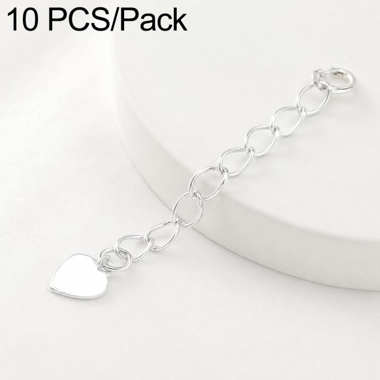 Confezione da 10 pezzi di catenelle di prolunga placcate in oro, resistenti allo scolorimento, per la creazione di collane e bracciali fai da te., S925 Heart-Shaped Charm, Crooked Heart S925, Smooth Unengraved Heart, Four-Leaf Clover Charm