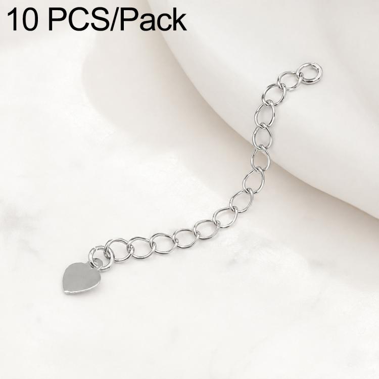 Confezione da 10 pezzi di catenelle di prolunga placcate in oro, resistenti allo scolorimento, per la creazione di collane e bracciali fai da te., S925 Heart-Shaped Charm, Crooked Heart S925, Smooth Unengraved Heart, Four-Leaf Clover Charm