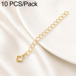 Confezione da 10 pezzi di catenelle di prolunga placcate in oro, resistenti allo scolorimento, per la creazione di collane e bracciali fai da te., S925 Heart-Shaped Charm, Crooked Heart S925, Smooth Unengraved Heart, Four-Leaf Clover Charm