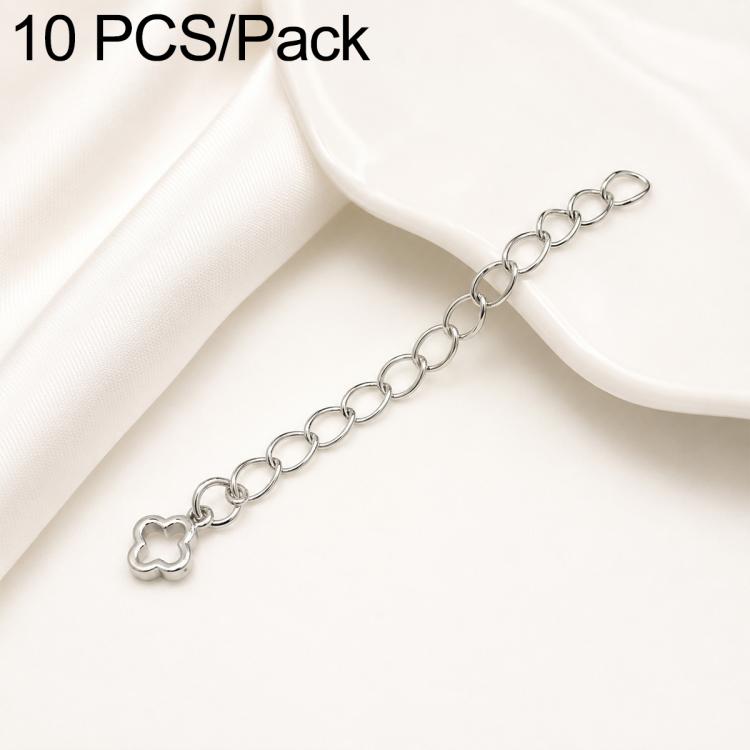 Confezione da 10 pezzi di catenelle di prolunga placcate in oro, resistenti allo scolorimento, per la creazione di collane e bracciali fai da te., S925 Heart-Shaped Charm, Crooked Heart S925, Smooth Unengraved Heart, Four-Leaf Clover Charm
